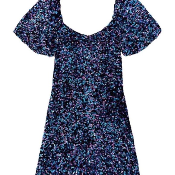 Zara Blue and Purple Sequined Mini Dress - Picture 5 of 14
